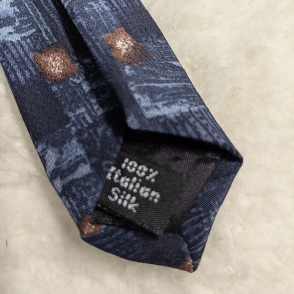 Vintage Men's 100% Italian Silk Abstract Squares Motif Tie - Picture 10 of 12